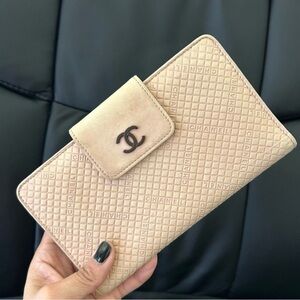 Chanel long icon wallet : unique color beige mix  with light pink